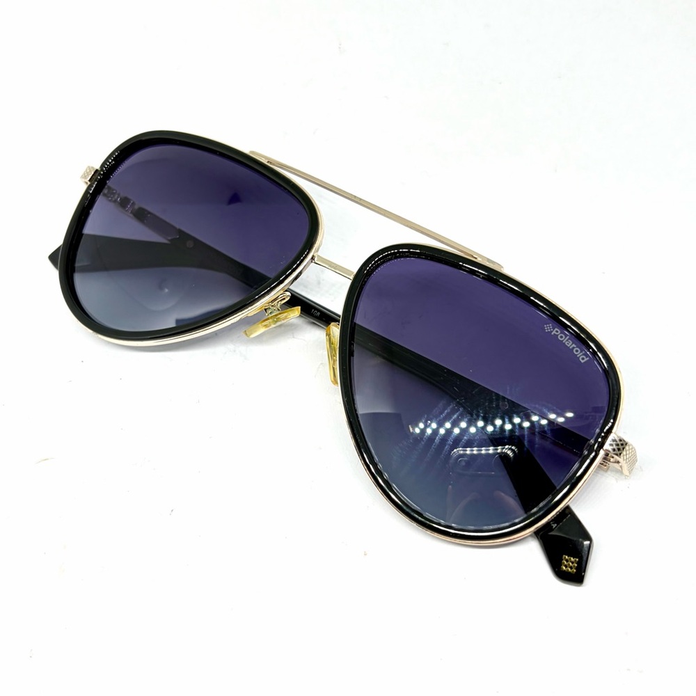 Vintage POLAROID PLD2073/S 807WJ 57 15 145 Black & Silver Polarized Sunglasses